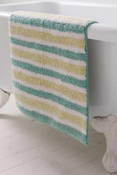 Urban Outfitters Rowen Shirting Striped Plush Tufted Bath Mat in Sage Green Shirting Stripe at Urban Outfitters