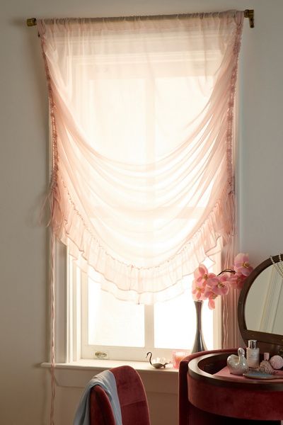 Urban Outfitters Ruffle Roman Shade Window Panel in Rose at Urban Outfitters