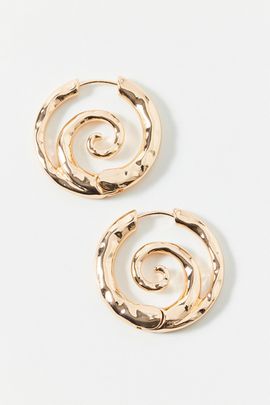 Urban Outfitters Samantha Hammered Swirl Hoop Earrings in Gold, Women's at Urban Outfitters