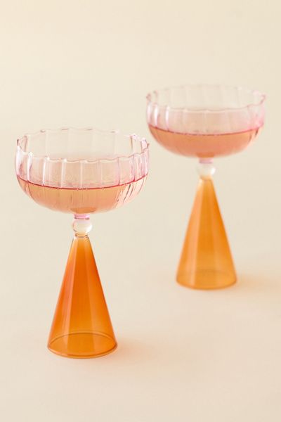 Urban Outfitters Scalloped Colorblock Dual-Sided Coupe Glass