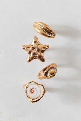Urban Outfitters Sea Star Rings Set in Gold, Women's at Urban Outfitters