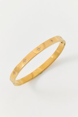 Urban Outfitters Shelia Star Engraved Waterproof Bangle Bracelet in Gold, Women's at Urban Outfitters