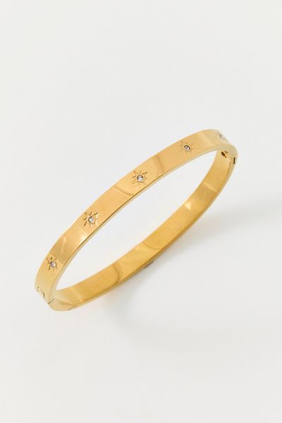 Urban Outfitters Shelia Star Engraved Waterproof Bangle Bracelet in Gold, Women's at Urban Outfitters