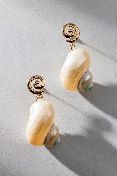 Urban Outfitters Shell Post Drop Earrings in Gold, Women's at Urban Outfitters