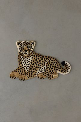 Urban Outfitters Sitting Cheetah Shaped Tufted Wool Rug in Gold at Urban Outfitters