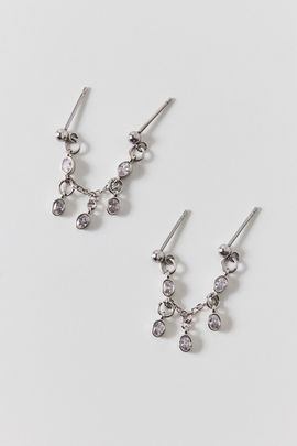 Urban Outfitters Stainless Steel Chandelier Double Post Earrings in Silver, Women's at Urban Outfitters