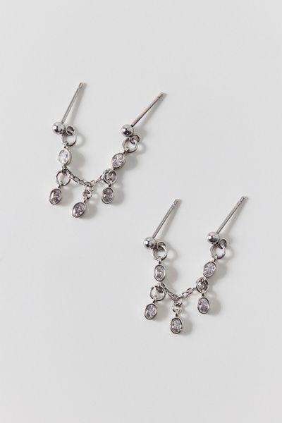 Urban Outfitters Stainless Steel Chandelier Double Post Earrings in Silver, Women's at Urban Outfitters