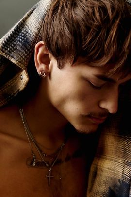 Urban Outfitters Star Cross Waterproof Hoop Earrings in Silver, Men's at Urban Outfitters