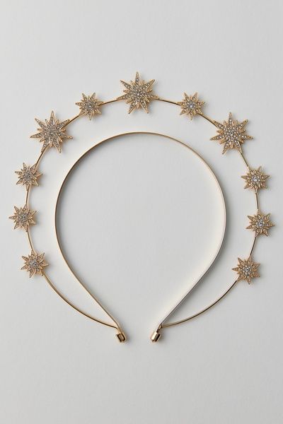 Urban Outfitters Star Crown Headband in Gold, Women's at Urban Outfitters