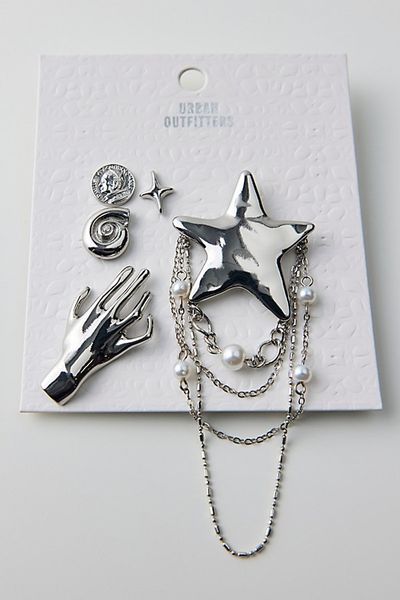 Urban Outfitters Star Whirl Draped Brooch Set in Silver at Urban Outfitters