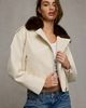 Urban Outfitters Steve Madden Silas Faux Fur Trim Moto Jacket in Bone, Women's at Urban Outfitters - 1