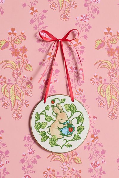 Urban Outfitters Strawberry Bunny Ceramic Hanging Wall Tile in Strawberry Bunny at Urban Outfitters