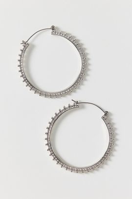 Urban Outfitters Sunburst Textured Hoop Earrings in Silver, Women's at Urban Outfitters