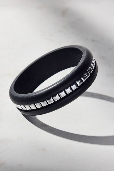 Urban Outfitters Tate Studded Wooden Bangle Bracelet in Silver, Women's at Urban Outfitters