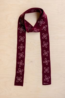 Urban Outfitters TBCo Merino Wool Flora Skinny Scarf in Burgundy Flora, Women's at Urban Outfitters
