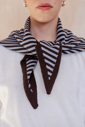 Urban Outfitters TBCo Merino Wool Stripe Triangle Scarf in Blue/Brown Stripe, Women's at Urban Outfitters