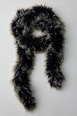 Urban Outfitters Tia Shaggy Faux Fur Scarf in Black, Women's at Urban Outfitters