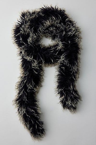 Urban Outfitters Tia Shaggy Faux Fur Scarf in Black, Women's at Urban Outfitters