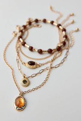 Urban Outfitters Tiger's Eye Layering Bracelets Set in Gold, Women's at Urban Outfitters
