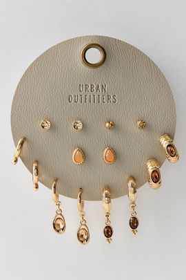 Urban Outfitters Tiger's Eye Multi Earrings Set in Gold, Women's at Urban Outfitters