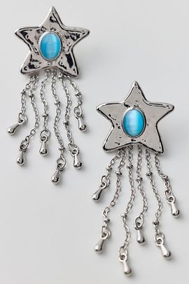 Urban Outfitters Tiger's Eye Shooting Star Earrings in Silver, Women's at Urban Outfitters