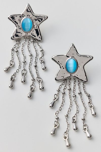 Urban Outfitters Tiger's Eye Shooting Star Earrings in Silver, Women's at Urban Outfitters