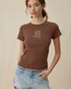 Urban Outfitters Urban Outfitters Cowboy Boots Rhinestone Graphic Baby Tee in Brown, Women's at Urban Outfitters - 2
