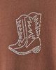 Urban Outfitters Urban Outfitters Cowboy Boots Rhinestone Graphic Baby Tee in Brown, Women's at Urban Outfitters - 6