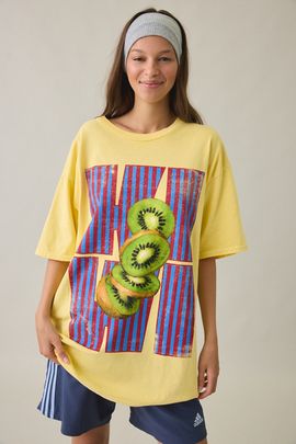 Urban Outfitters Urban Outfitters Kiwi Graphic Oversized Cotton T-Shirt Dress in Yellow, Women's at Urban Outfitters