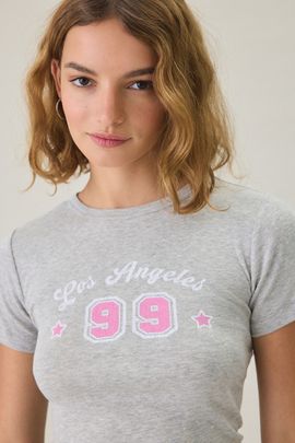 Urban Outfitters Urban Outfitters Los Angeles '99 Sport Graphic Baby Tee in Grey, Women's at Urban Outfitters