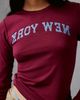Urban Outfitters Urban Outfitters New York Selfie-Ready Backwards Graphic Long Sleeve Baby Tee in Maroon, Women's at Urban Outfitters - 2