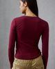 Urban Outfitters Urban Outfitters New York Selfie-Ready Backwards Graphic Long Sleeve Baby Tee in Maroon, Women's at Urban Outfitters - 4