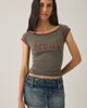 Urban Outfitters Urban Outfitters Seoul Cutout Graphic Double Layer Boatneck Baby Tee in Olive, Women's at Urban Outfitters - 2
