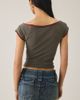 Urban Outfitters Urban Outfitters Seoul Cutout Graphic Double Layer Boatneck Baby Tee in Olive, Women's at Urban Outfitters - 3