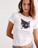 Urban Outfitters Urban Outfitters Smoking Cat Graphic Cotton Slim Tee in White, Women's at Urban Outfitters - 1