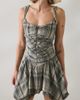 Urban Outfitters Urban Outfitters UO Adina Check Drop Waist Hanky Hem Mini Dress in Grey, Women's at Urban Outfitters - 2