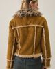 Urban Outfitters Urban Outfitters UO Ashleigh Faux Fur Trim Asymmetric Faux Shearling Jacket in Tan, Women's at Urban Outfitters - 2