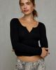 Urban Outfitters Urban Outfitters UO Ayla Notch Neck Long Sleeve Tee in Black, Women's at Urban Outfitters - 1