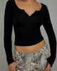 Urban Outfitters Urban Outfitters UO Ayla Notch Neck Long Sleeve Tee in Black, Women's at Urban Outfitters - 3