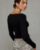 Urban Outfitters Urban Outfitters UO Ayla Notch Neck Long Sleeve Tee in Black, Women's at Urban Outfitters - 4