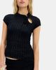 Urban Outfitters Urban Outfitters UO Aysha Keyhole Detail Band Collar Cap Sleeve Top in Black, Women's at Urban Outfitters - 1