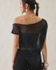 Urban Outfitters Urban Outfitters UO Bia Shine Flocked Dot Mesh Asymmetric Off-The-Shoulder Poncho Top in Black, Women's at Urban Outfitters - 4