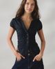 Urban Outfitters Urban Outfitters UO Brynn Ruffle Puff Sleeve Button-Down Shirt in Black, Women's at Urban Outfitters - 1