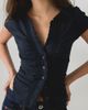 Urban Outfitters Urban Outfitters UO Brynn Ruffle Puff Sleeve Button-Down Shirt in Black, Women's at Urban Outfitters - 2