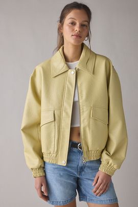 Urban Outfitters Urban Outfitters UO Casey Faux Leather Bomber Jacket in Honey, Women's at Urban Outfitters