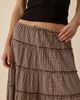 Urban Outfitters Urban Outfitters UO Caysie Plaid Pattern Low-Rise Tiered Maxi Skirt in Neutral, Women's at Urban Outfitters - 4