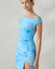 Urban Outfitters Urban Outfitters UO Cirrus Asymmetric Ruched Off-The-Shoulder Mesh Mini Dress in Blue, Women's at Urban Outfitters - 1