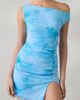 Urban Outfitters Urban Outfitters UO Cirrus Asymmetric Ruched Off-The-Shoulder Mesh Mini Dress in Blue, Women's at Urban Outfitters - 2