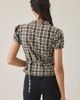 Urban Outfitters Urban Outfitters UO Cleo Check Puff Sleeve Asymmetric Button-Down Blouse in Khaki Check, Women's at Urban Outfitters - 2