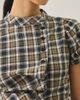 Urban Outfitters Urban Outfitters UO Cleo Check Puff Sleeve Asymmetric Button-Down Blouse in Khaki Check, Women's at Urban Outfitters - 3